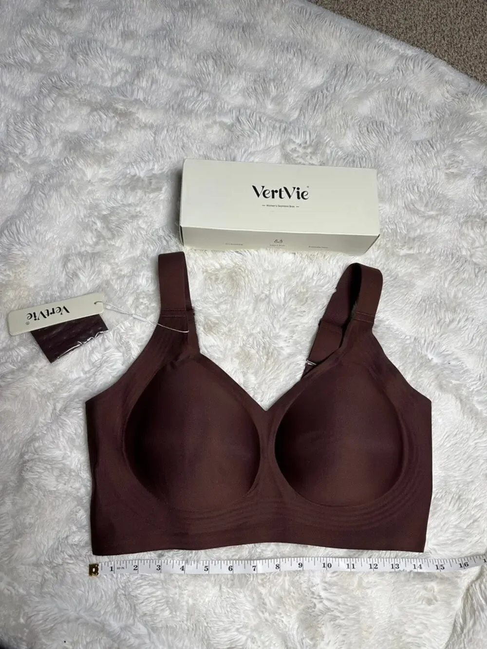 VertVie Womens 38D Brown Seamless Wireless Bra Full Coverage Padded Comfort NWT